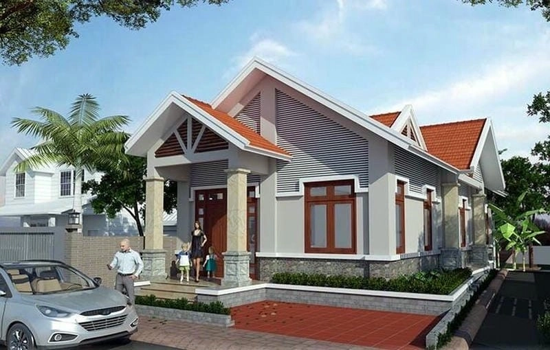 Không gian mở từ nhà cấp 4 mái ngói đơn giản