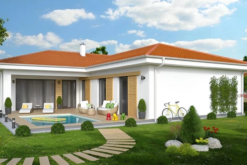 Mang màu thời gian qua nhà cấp 4 mái ngói đỏ