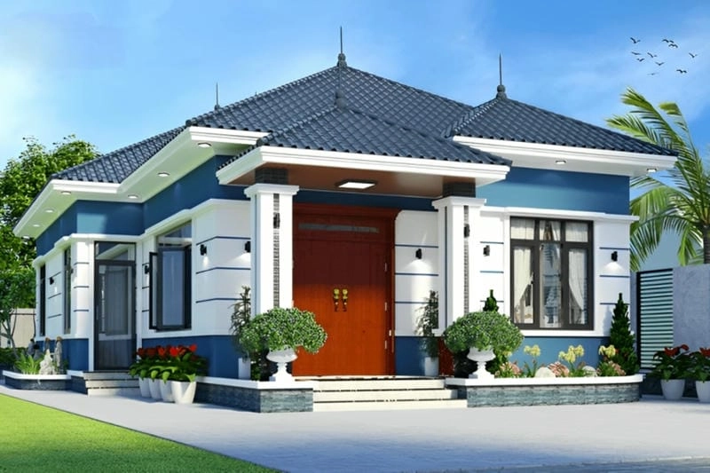 mẫu nhà 1 tầng mái thái 4 phòng ngủ thiết kế ấm cúng tiện nghi