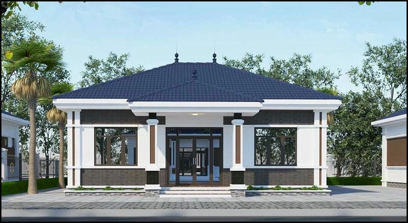 mẫu nhà cấp 4 nông thôn 5 gian kiến trúc hài hòa phong cách truyền thống