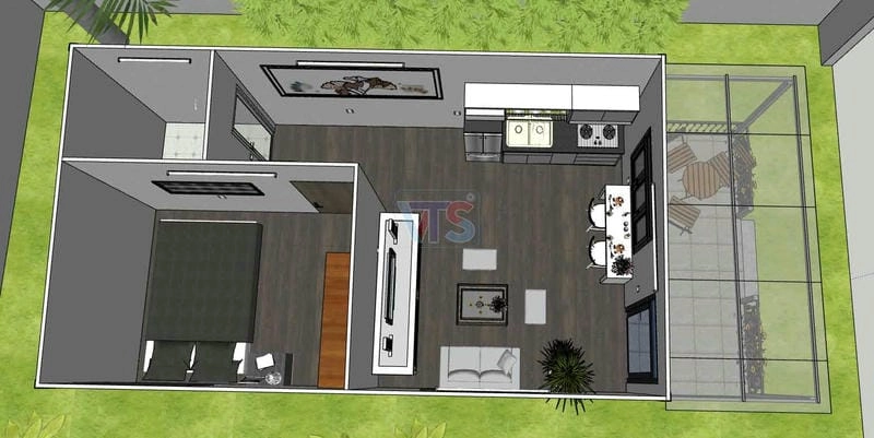 mẫu nhà lắp ghép 100m2 không gian sống rộng rãi tiện nghi