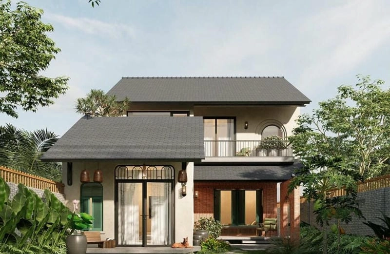 nhà mái ngói đẹp tạo điểm nhấn cho khu dân cư