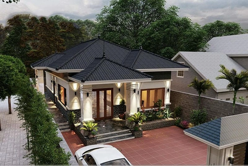 mẫu nhà vườn 1 tầng mái thái hài hòa kiến trúc Việt Nam