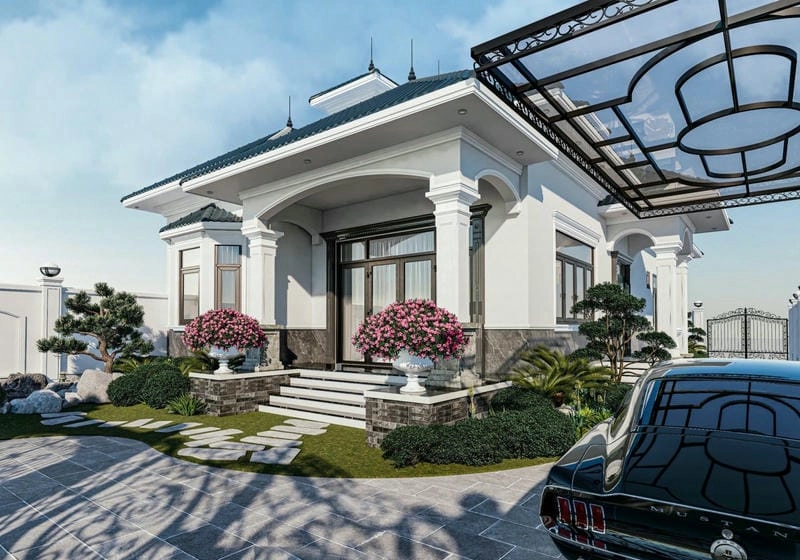 mẫu nhà vườn mái thái 1 tầng đẹp sang trọng cổ điển thu hút