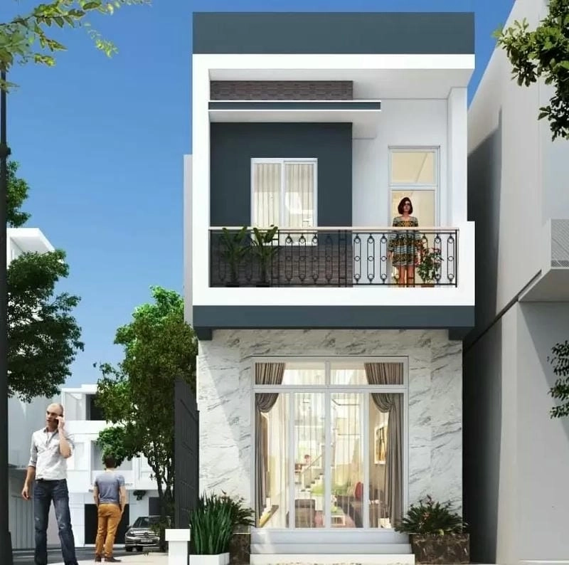 Tối ưu công năng nhờ mẫu nhà 2 mặt tiền 2 tầng đơn giản