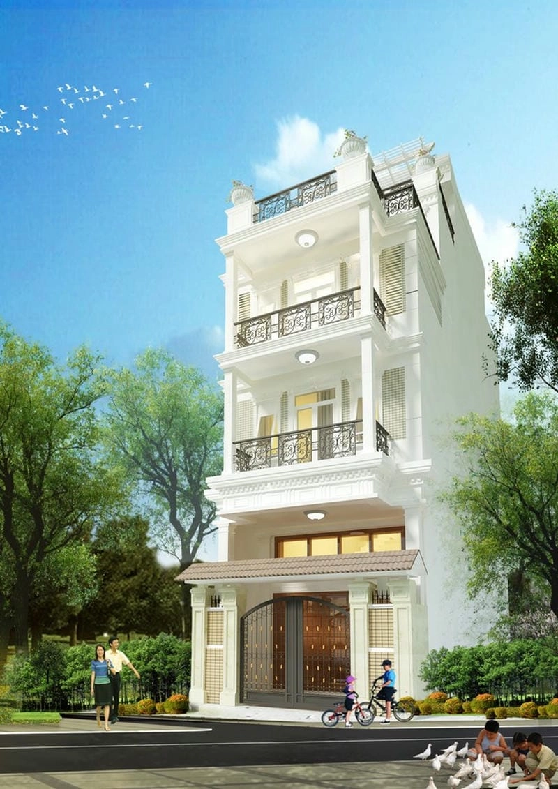 mẫu nhà 3 tầng mặt tiền 5m đẹp hiện đại kiểu nhà ống đơn giản xu hướng nổi bật hiện nay