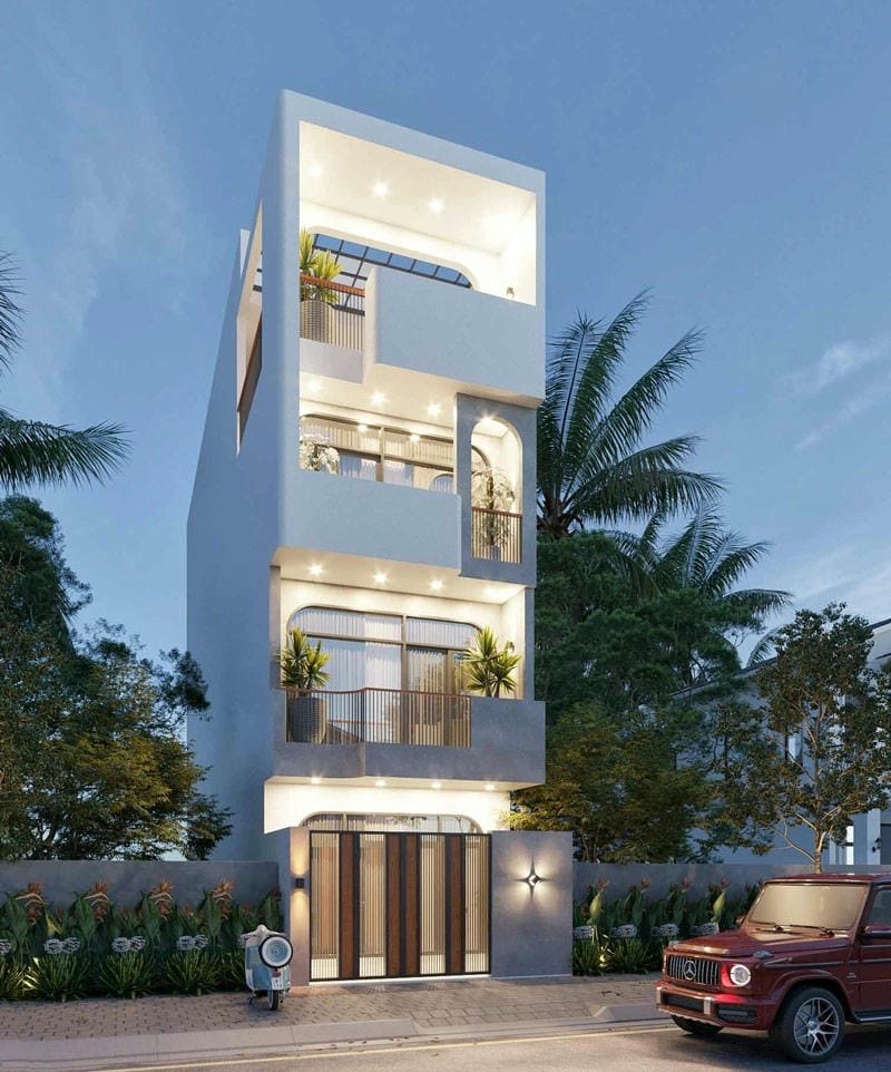 Khám phá mẫu nhà phố mặt tiền đẹp 8m sang trọng