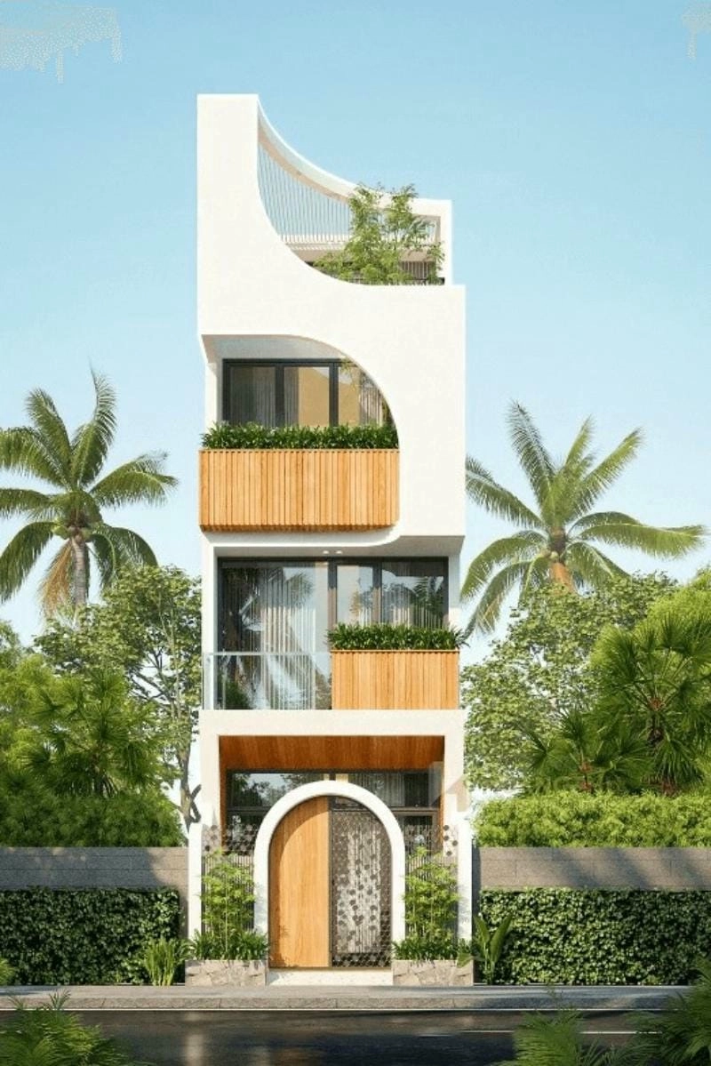 mẫu nhà 4 tầng mặt tiền 5m sang trọng thoáng đãng cuốn hút