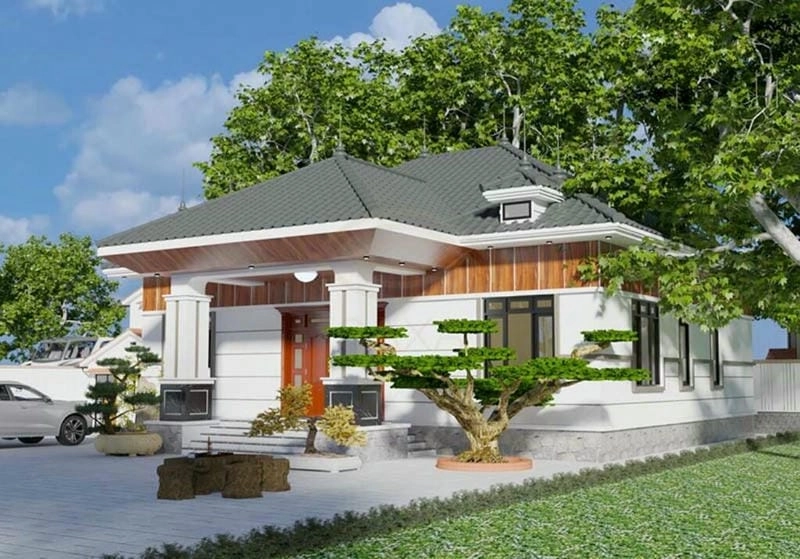 Ngôi nhà nổi bật cùng mẫu nhà 2 mặt tiền mái nhật