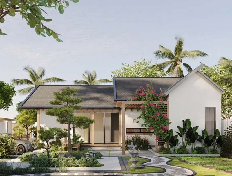 Tham khảo mẫu nhà vườn đẹp 2021 thiết kế 1 tầng