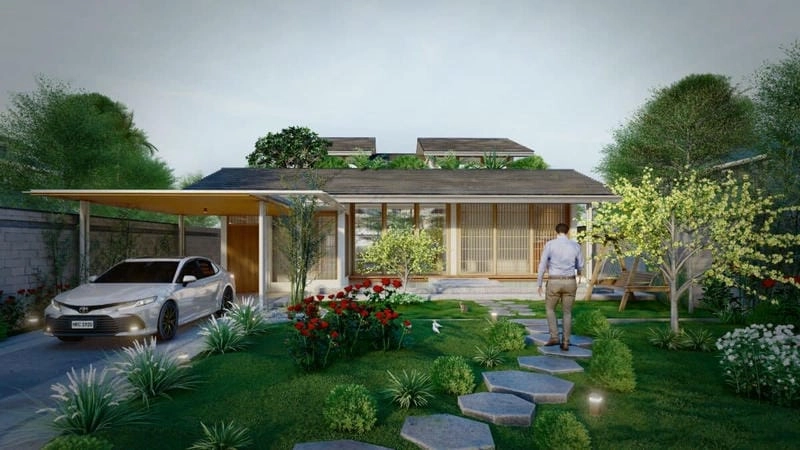 mẫu nhà có sân thượng nhà vườn không gian xanh thư giãn thoáng mát