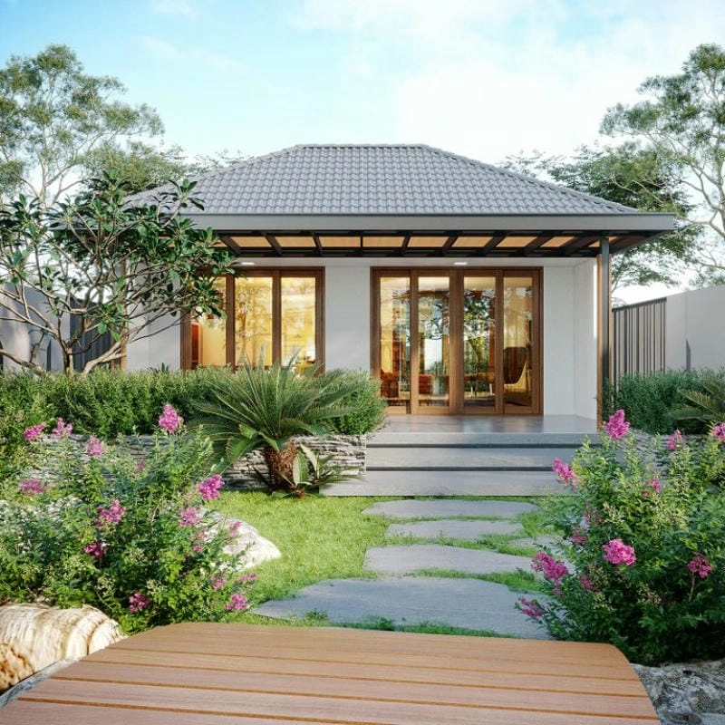 mẫu nhà vườn 2 mặt tiền tối ưu không gian mở thông thoáng