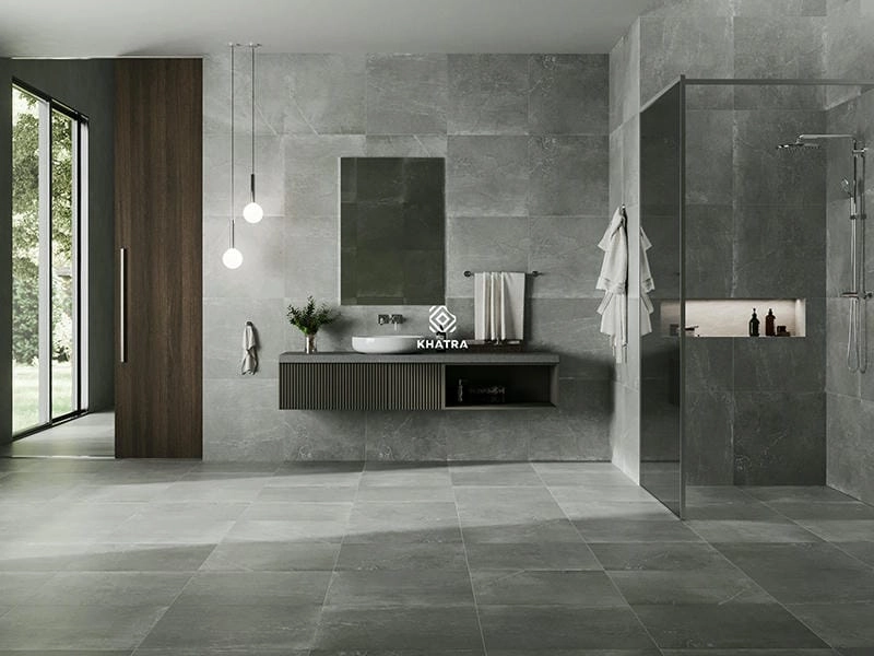 gạch nhà tắm màu xám mang vẻ đẹp nhẹ nhàng sang trọng