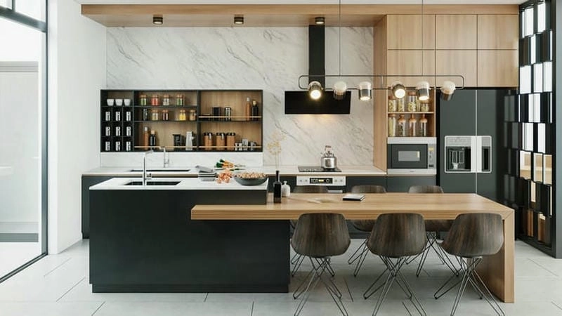 mẫu nhà bếp riêng đẹp thiết kế ấm áp cho gia đình