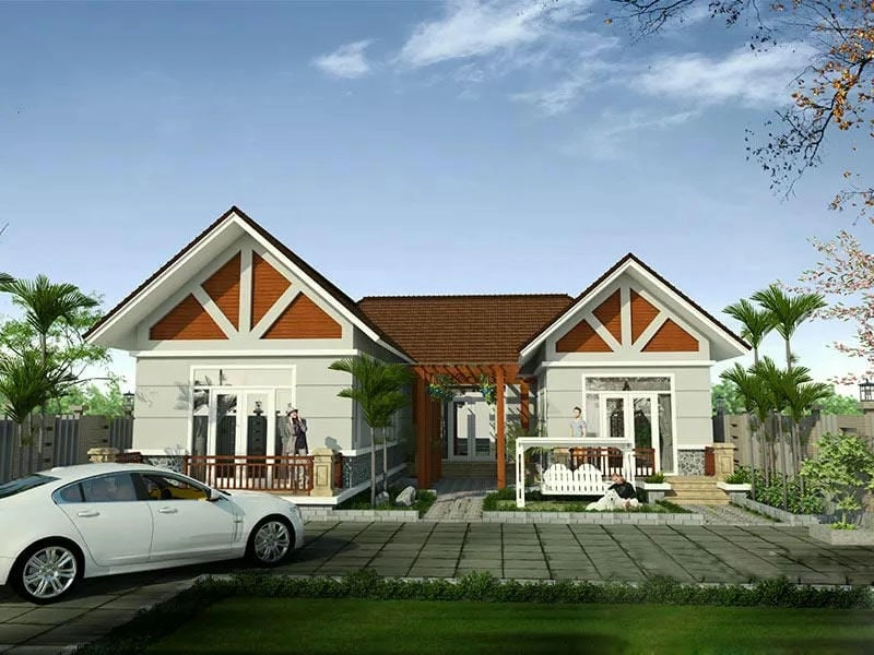 mẫu nhà chữ u 5 gian mái nhật cổ điển giao hòa hiện đại