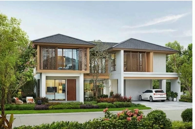 mẫu nhà chữ u 2 tầng đẹp không gian đẳng cấp vượt thời gian