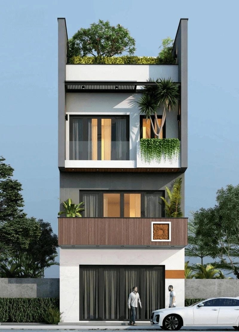 mẫu nhà hiện đại 2 mặt tiền tối ưu ánh sáng không gian