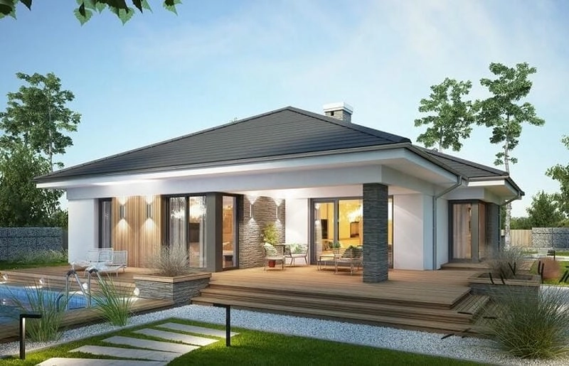 mẫu nhà vườn hình chữ l bố trí thông minh thoáng mát