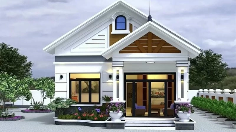 mẫu thiết kế nhà vuông 10x10 cân đối không gian sang trọng