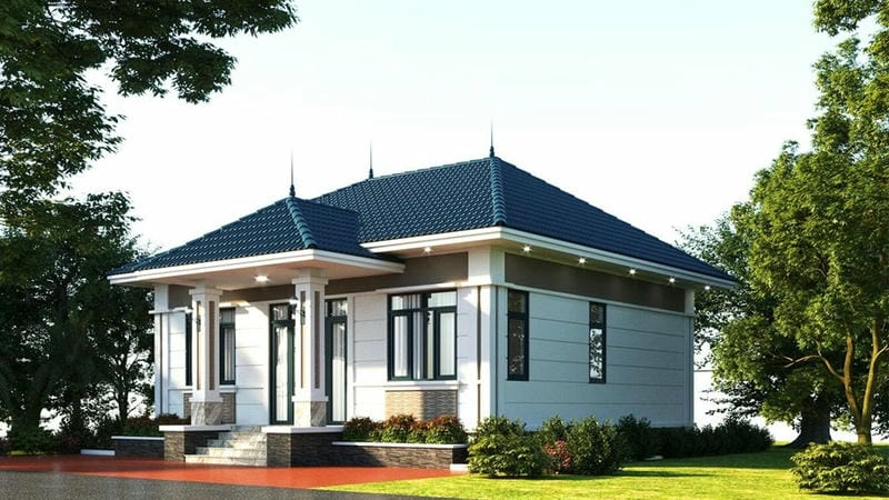 mẫu nhà vuông 1 tầng 80m2 thiết kế phù hợp gia đình trẻ