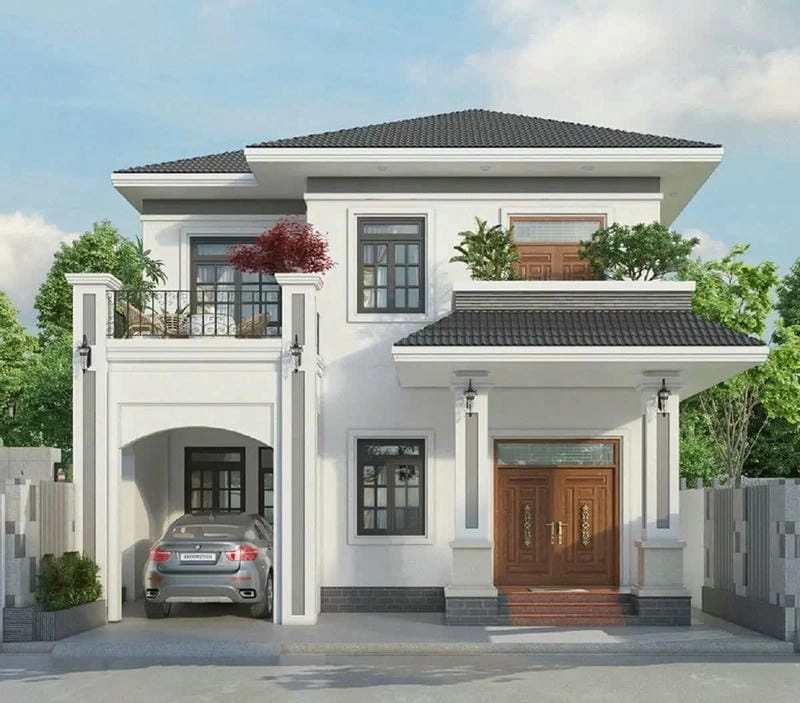 8x9m mẫu thiết kế nhà vuông 8x8m 2 tầng bố trí hợp lý