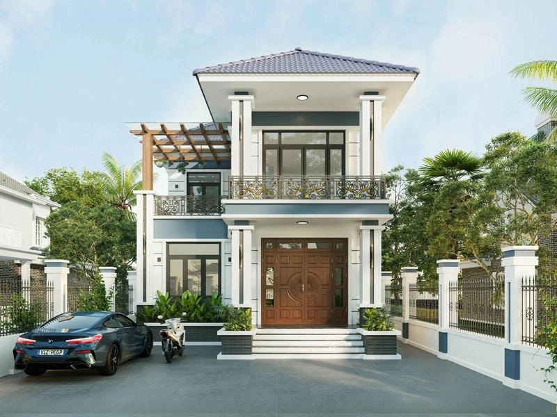 bản vẽ 8x10m mẫu nhà vuông 2 tầng 80m2 chi tiết dễ thi công