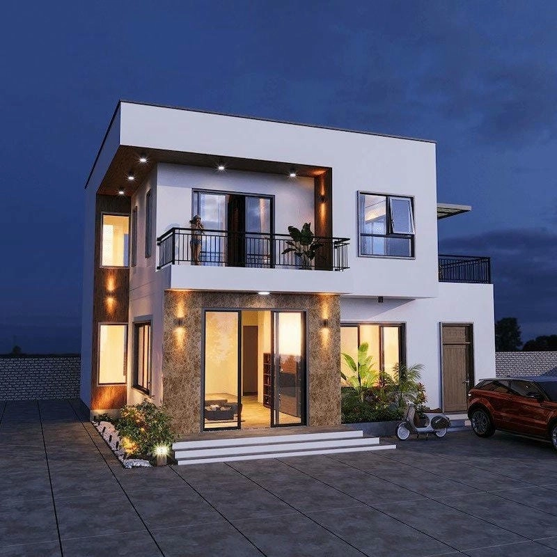 các mẫu thiết kế nhà vuông 2 tầng lựa chọn đa dạng hiện đại