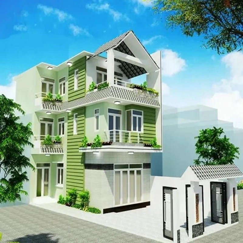 cách phối màu sơn nhà màu xanh la cây sáng tạo cùng mẫu sơn nhà màu xanh đẹp