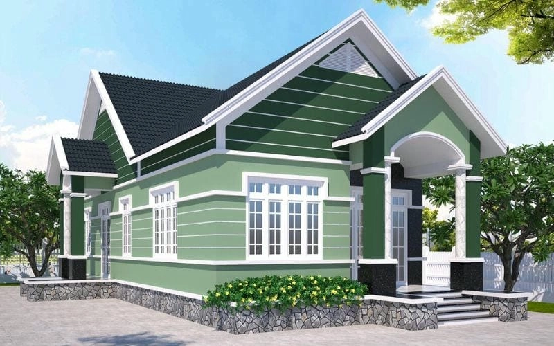 sơn nhà màu xanh rêu tạo điểm nhấn mẫu sơn nhà màu xanh đẹp