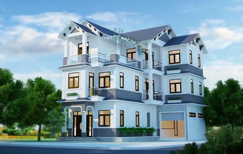 mệnh thổ sơn nhà màu trắng phối màu hài hòa phong thủy