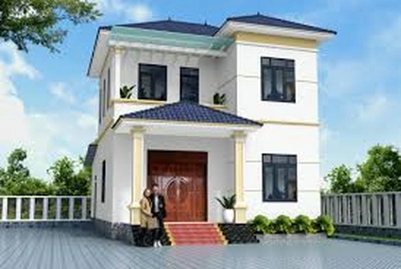 sơn mặt tiền nhà màu trắng kem nhẹ nhàng ấm áp dễ chịu