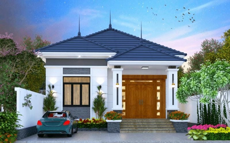 phối màu sơn mặt tiền nhà mái nhật hiện đại thanh lịch cuốn hút