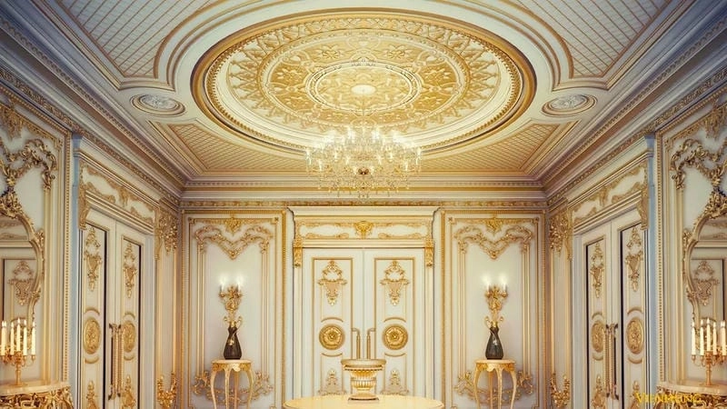 màu sơn trần nhà phòng khách hài hòa sang trọng