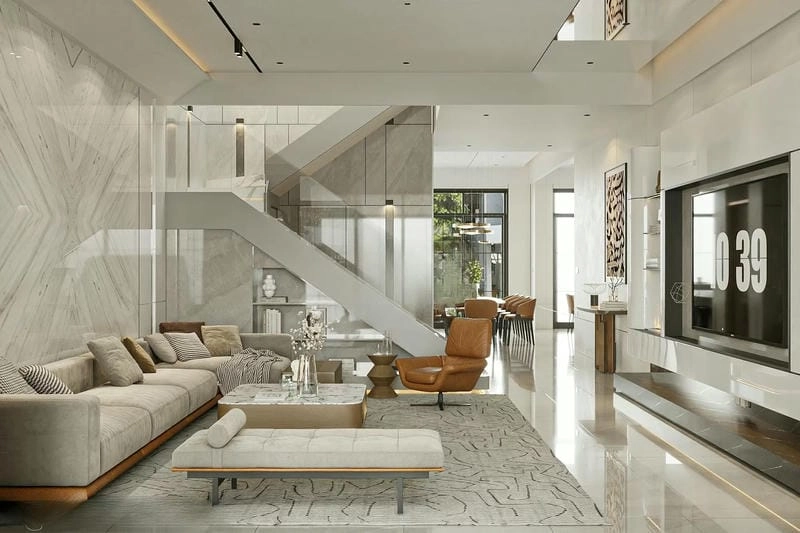 mẫu trang trí phòng khách nhà ống ý tưởng phối màu mới lạ