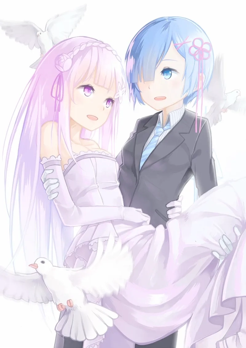 Emilia x Rem thể hiện sự đối lập nhưng vẫn gắn bó bền chặt