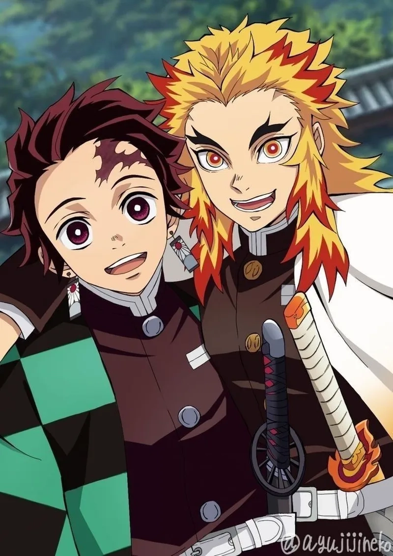 Tình thầy trò qua Tanjiro and Rengoku wallpaper rất ý nghĩa