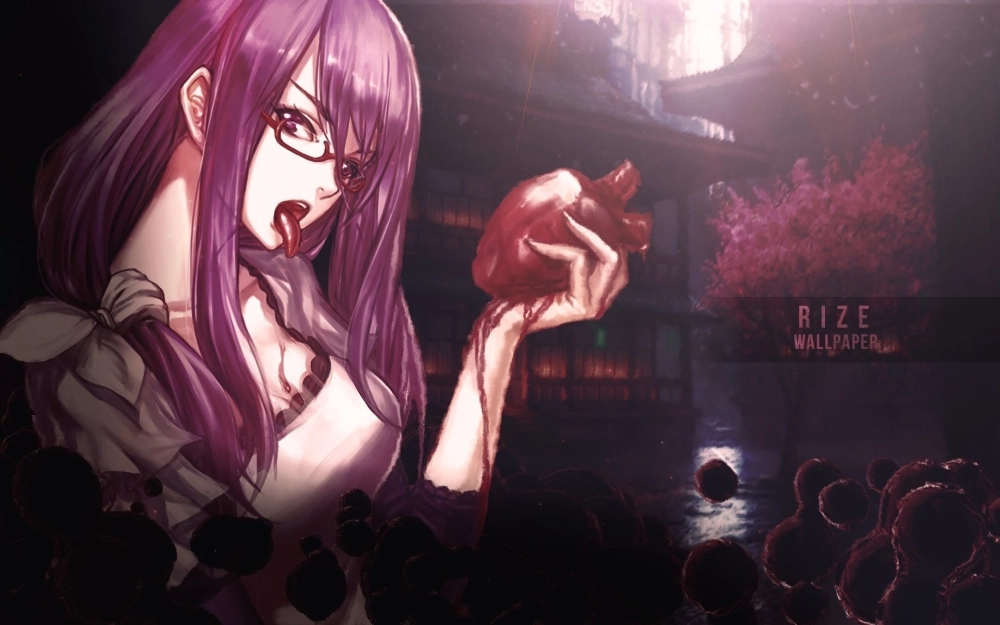 Rize Kamishiro fanart nổi bật với đôi mắt tím rực