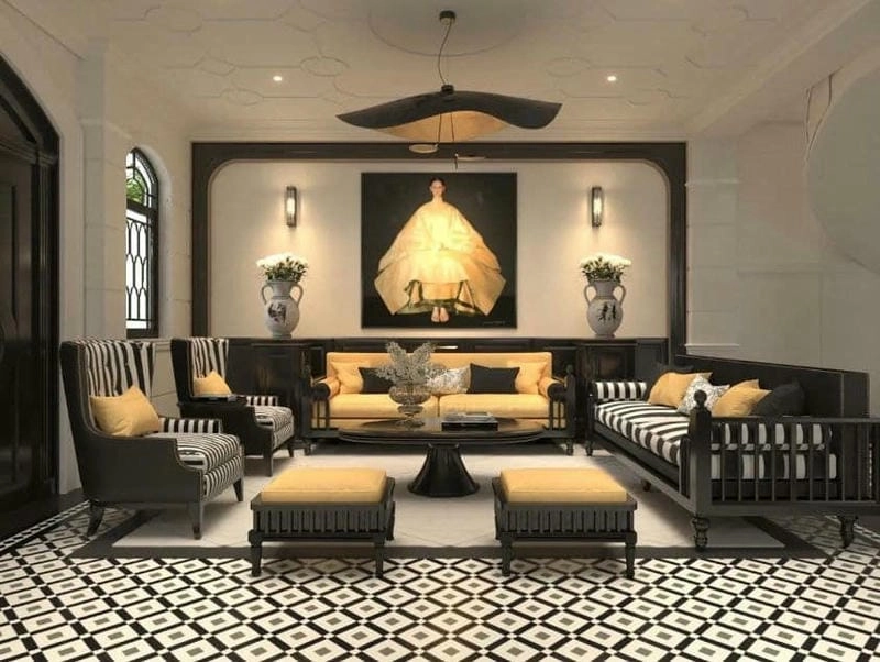 trang trí nhà phong cách indochine với nội thất gỗ mộc hài hòa