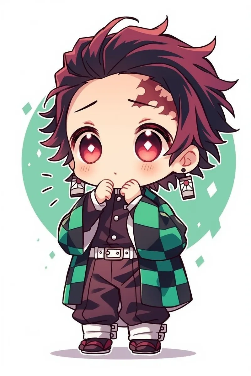 Tanjiro chibi cute thường dùng trong sticker, fanart hoặc ảnh đại diện mạng xã hội