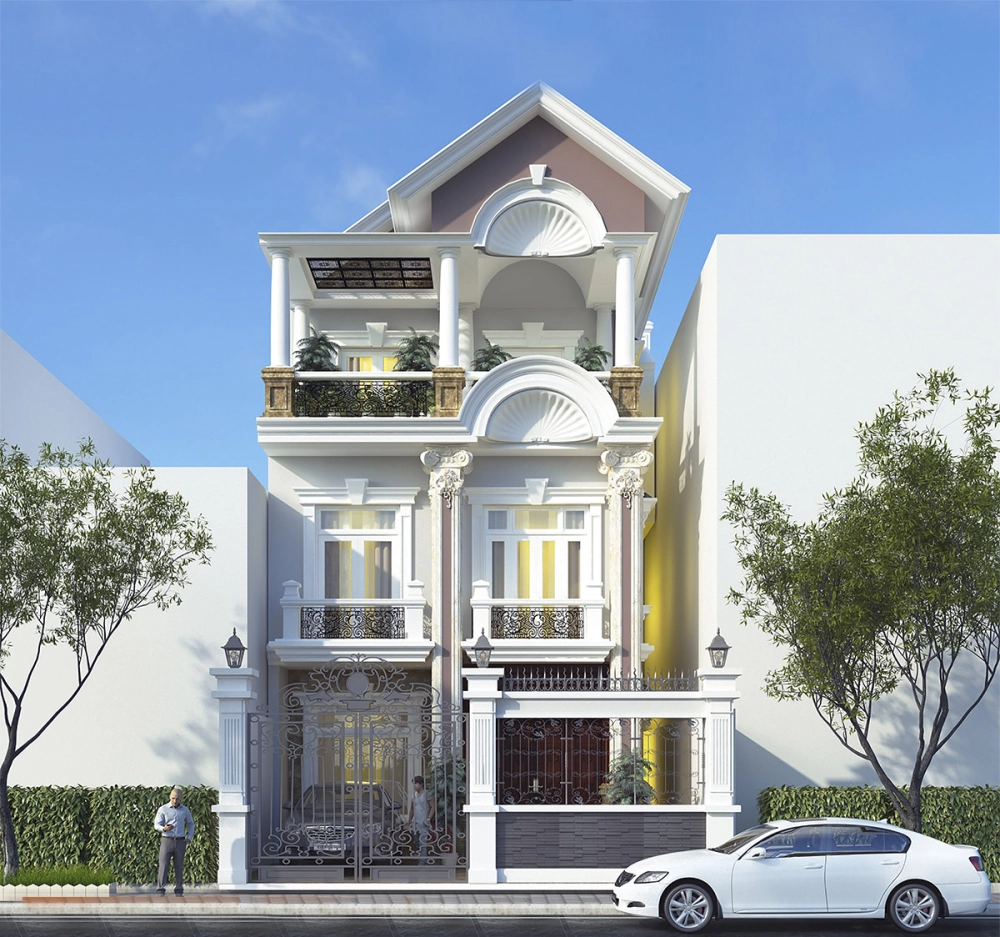 mẫu nhà biệt thự mặt tiền 6m tối ưu diện tích mặt phố
