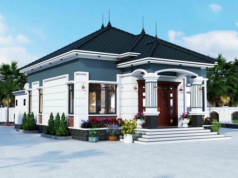 nông thôn mẫu nhà cấp 4 có gác lửng không gian sống rộng rãi thoáng mát