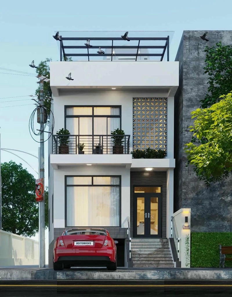 Ý tưởng mẫu nhà tầng hầm lửng hiện đại cuốn hút