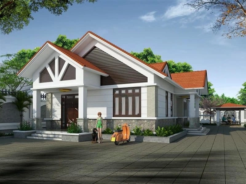 Phong cách trẻ trung từ mẫu nhà cấp 4 mái thái 700 triệu