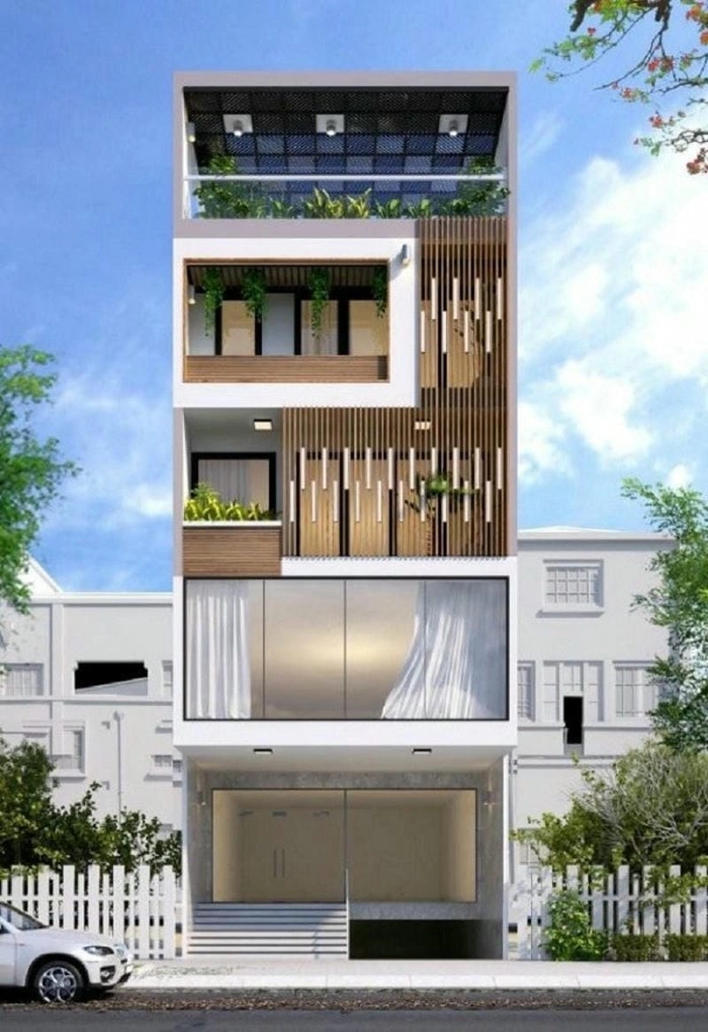 Thiết kế mẫu nhà có tầng hầm de xe tiện nghi đẹp