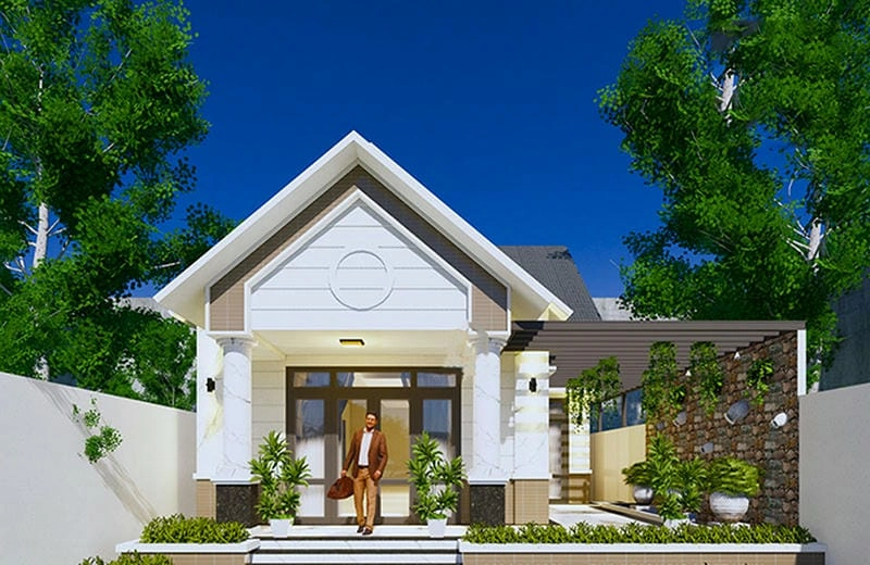 Không gian ấm cúng với mẫu nhà cấp 4 mái thái 2 phòng ngủ tiện lợi