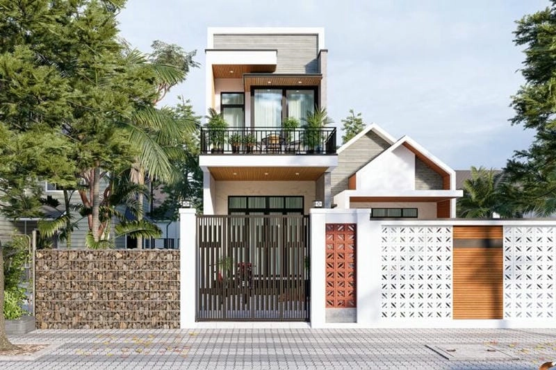 mẫu nhà 1 trệt 1 lầu ngang 7m mặt tiền rộng rãi dễ bố trí