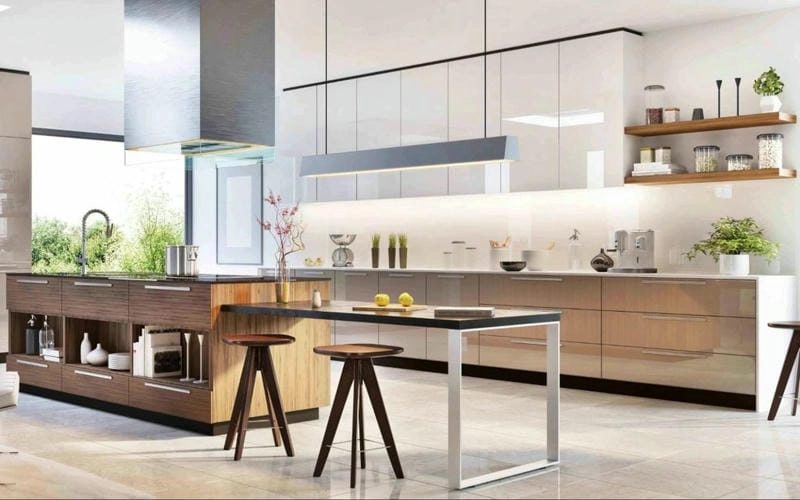 mẫu trang trí nhà bếp đẹp sáng tạo làm nổi bật không gian