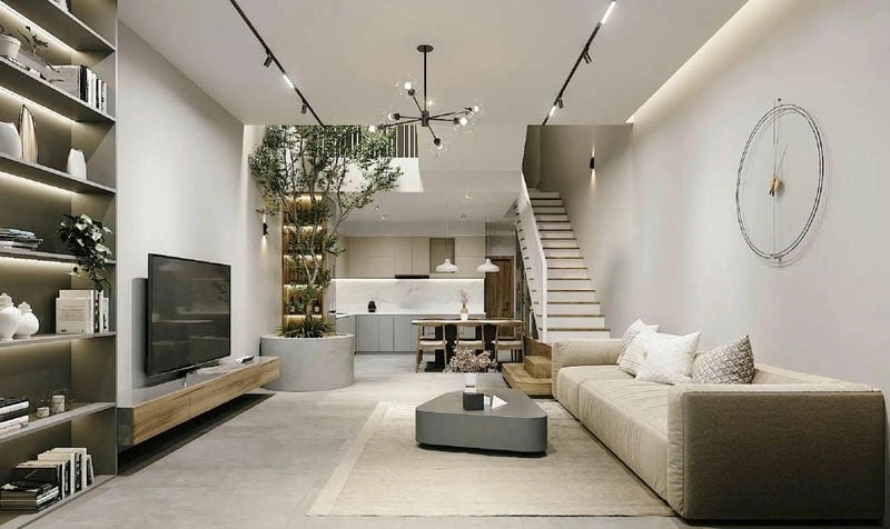 mẫu bàn ghế gỗ phòng khách nhà ống lựa chọn tự nhiên sang trọng