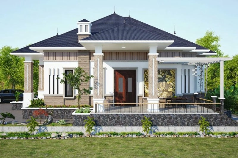 Vẻ đẹp truyền thống từ mẫu nhà 2 mặt tiền mái thái