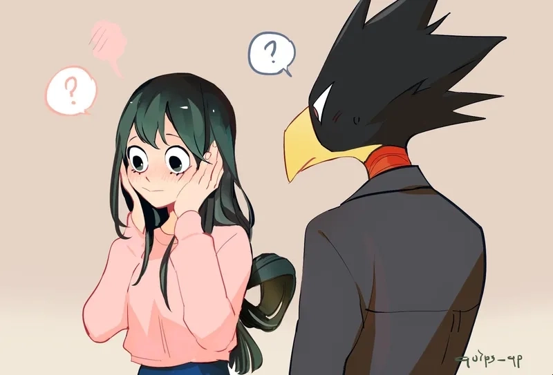 Asui x Tokoyami mô tả mối quan hệ giữa hai học sinh lớp 1-A